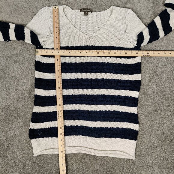 Tommy Bahama Women's Sweater Size L Striped Blue Cream Knitwear Cotton Outerwear - Picture 7 of 10